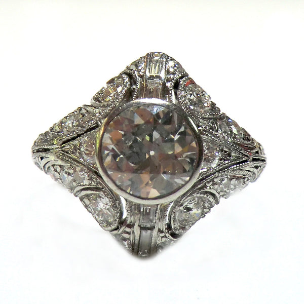 vintage platinum diamond ring V1